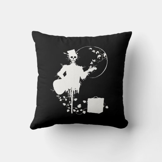 ハロウィーンギターロック&転がスケルトンギタリスト クッション (裏面)