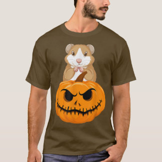 ハロウィーンギニアピグカボチャ男性メンズボーイズガールズ Tシャツ