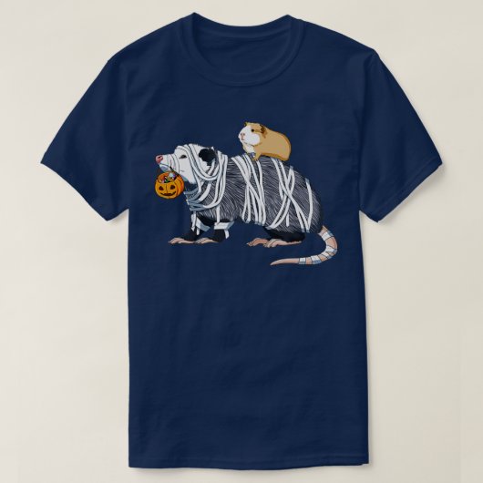 ハロウィーンギニアピッグとオポッサム Tシャツ (デザイン正面)