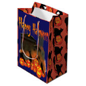 ハロウィーンギフトバッグとカボチャとブラックバード ミディアムペーパーバッグ (正面アングル)