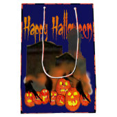 ハロウィーンギフトバッグとカボチャとブラックバード ミディアムペーパーバッグ (裏面)