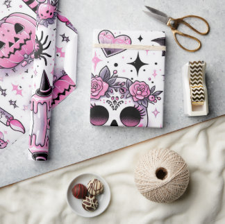 ハロウィーンギフトラップ、不気味な包装紙、魔女 ラッピングペーパー