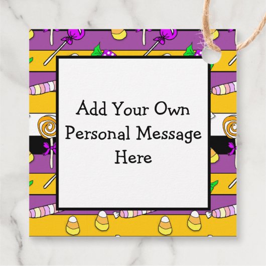 ハロウィーンギフトラベル、魔女、黒猫と帽子 フェイバータグ (裏面)