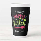 ハロウィーンギフト | A Really Happy Witch Lives Here カフェラテマグ (正面)