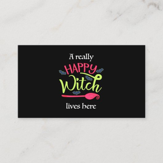 ハロウィーンギフト | A Really Happy Witch Lives Here 名刺 (正面)