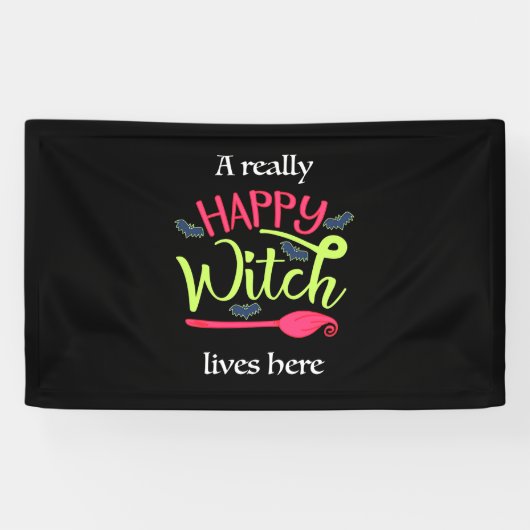 ハロウィーンギフト | A Really Happy Witch Lives Here 横断幕 (横)