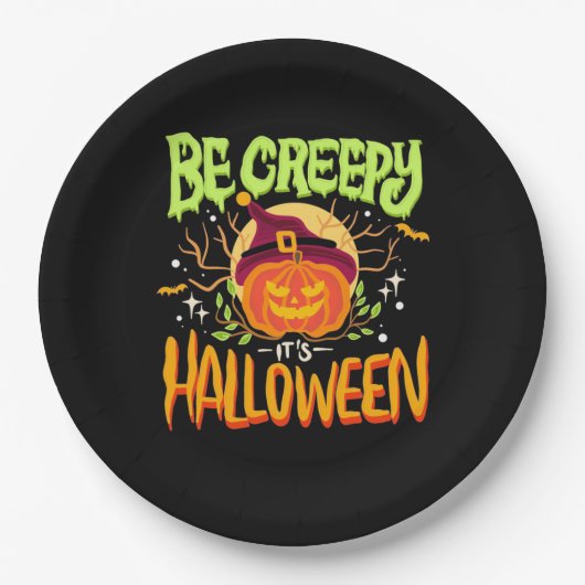 ハロウィーンギフト | Be Creepy It Is Halloween ペーパープレート (正面)