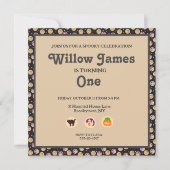 ハロウィーンクッキー誕生日パーティーの招待 ノートカード (正面)