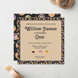 ハロウィーンクッキー誕生日パーティーの招待 ノートカード