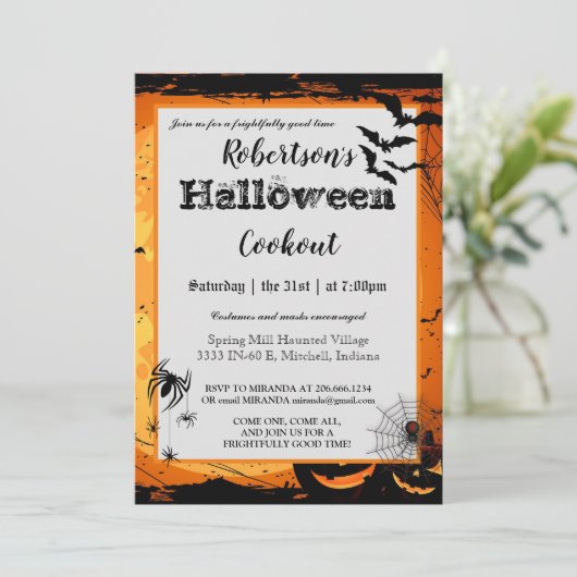 ハロウィーンクックアウトパーティの招待状 不気味 招待状 (スタンド正面)