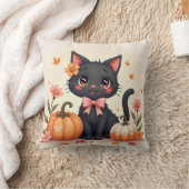 ハロウィーンクッションかわいい黒猫とカボチャ クッション (ブランケット)