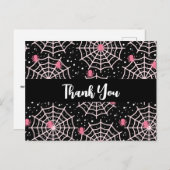 ハロウィーンクモの巣とクモの模様ありがとう ポストカード (正面/裏面)