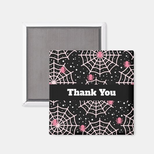ハロウィーンクモの巣とクモの模様ありがとう マグネット (正面/裏面)