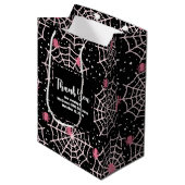ハロウィーンクモの巣とクモの模様ありがとう ミディアムペーパーバッグ (正面アングル)