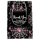 ハロウィーンクモの巣とクモの模様ありがとう ミディアムペーパーバッグ (正面)