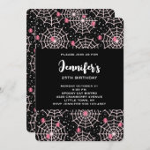 ハロウィーンクモの巣とクモの模様誕生日 招待状 (正面/裏面)