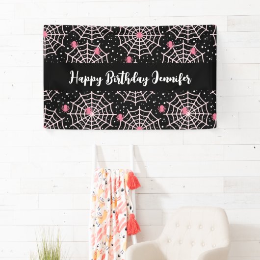 ハロウィーンクモの巣とクモの模様誕生日 横断幕 (インサイチュ)