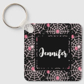 ハロウィーンクモの巣とクモの模様 キーホルダー (正面)