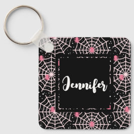 ハロウィーンクモの巣とクモの模様 キーホルダー