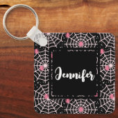 ハロウィーンクモの巣とクモの模様 キーホルダー (正面)