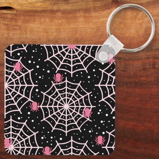 ハロウィーンクモの巣とクモの模様 キーホルダー (裏面)