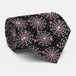ハロウィーンクモの巣とクモの模様 ネクタイ