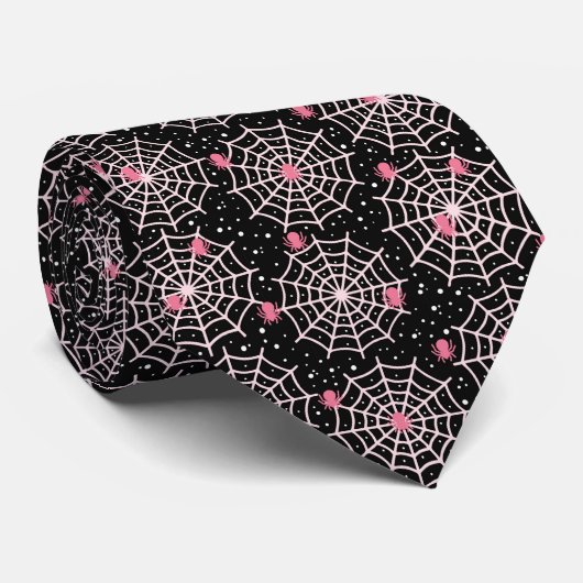 ハロウィーンクモの巣とクモの模様 ネクタイ (ロール)