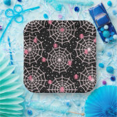 ハロウィーンクモの巣とクモの模様 ペーパープレート (パーティー)