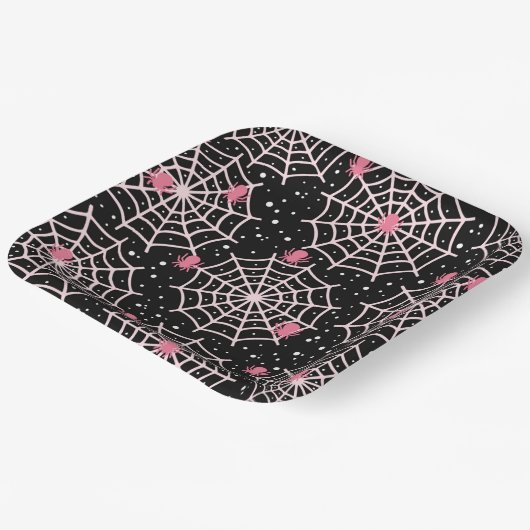 ハロウィーンクモの巣とクモの模様 ペーパープレート (傾斜あり)