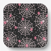 ハロウィーンクモの巣とクモの模様 ペーパープレート (正面)
