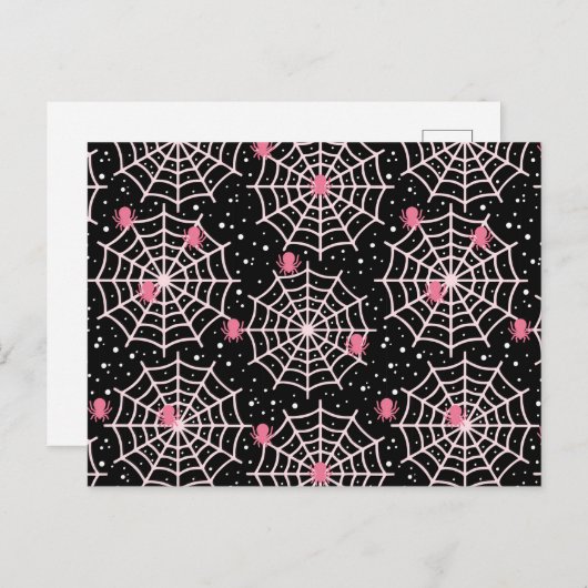 ハロウィーンクモの巣とクモの模様 ポストカード (正面/裏面)