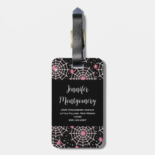 ハロウィーンクモの巣とクモの模様 ラゲッジタグ (裏面縦)