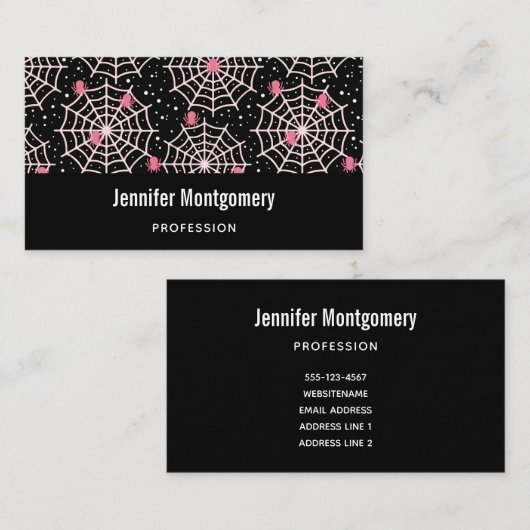 ハロウィーンクモの巣とクモの模様 名刺 (正面/裏面)