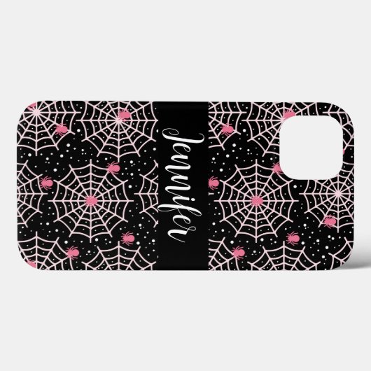 ハロウィーンクモの巣とクモの模様 Case-Mate iPhoneケース (裏面 (横))