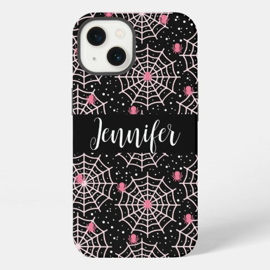 ハロウィーンクモの巣とクモの模様 iPhoneケース (裏面)