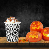 ハロウィーンクラウドコロニーのこうもりの白黒に浮かぶ 紙コップ