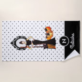 ハロウィーンクラシックエレガントロングブラックドレスファッション ビーチタオル (正面)