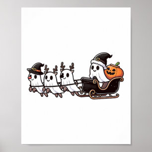 ハロウィーンクリスマスサンタズトナカイ幽霊ハッピーグ ポスター