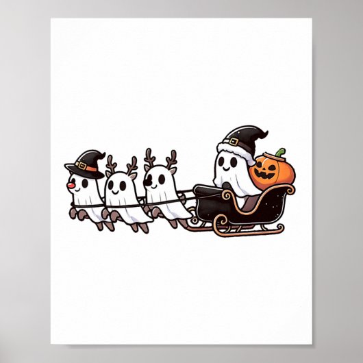 ハロウィーンクリスマスサンタズトナカイ幽霊ハッピーグ ポスター (正面)