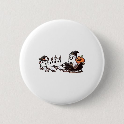 ハロウィーンクリスマスサンタズトナカイ幽霊ハッピーグ 缶バッジ (正面)