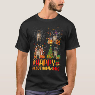 ハロウィーンクリスマスブルマスティフドッグハロサンクスマ Tシャツ