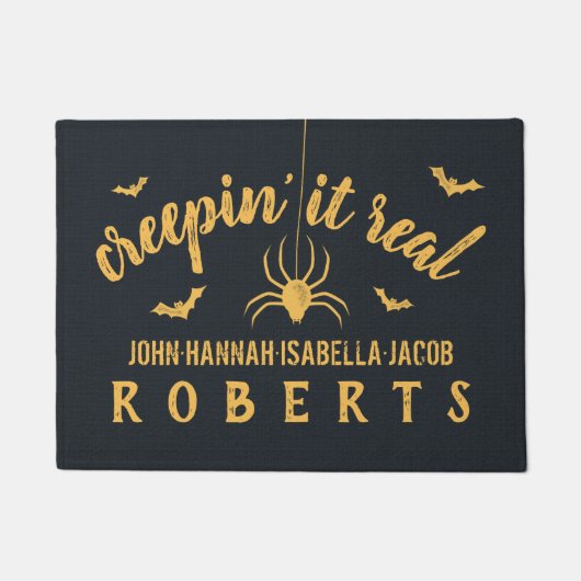 ハロウィーンクリーピン実在カスタム素朴スパダーこうもり ドアマット (正面)