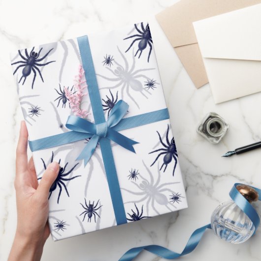 ハロウィーンクリープスパイダー白黒 ラッピングペーパー (ギフト)