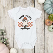 ハロウィーンクリープ実在it可愛いベビー幽霊スケートボード ベビーボディスーツ