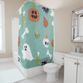 ハロウィーンクリーミーなカクテルパンプキン幽霊 シャワーカーテン (インサイチュ)