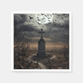 ハロウィーンクリーミーな墓地ゴシック スタンダードカクテルナプキン