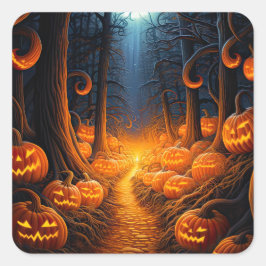 ハロウィーンクリーミーハロウィーンのカボチャのちょうちんカボチャ スクエアシール