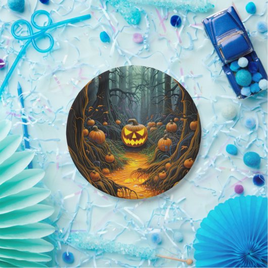 ハロウィーンクリーミーハロウィーンのカボチャのちょうちんカボチャ ペーパープレート (パーティー)