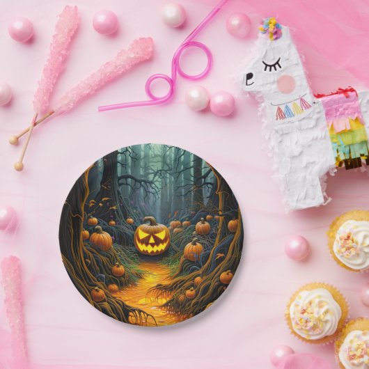 ハロウィーンクリーミーハロウィーンのカボチャのちょうちんカボチャ ペーパープレート (パーティー)