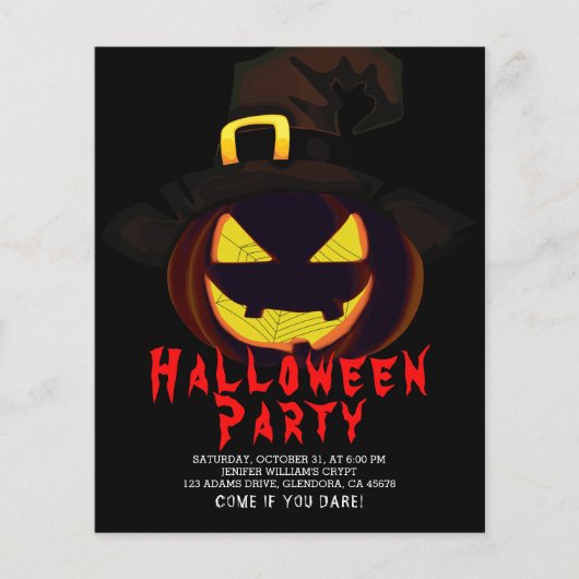 ハロウィーンクリーミーハロウィーンのカボチャのちょうちんパーティの招待状 チラシ (正面)